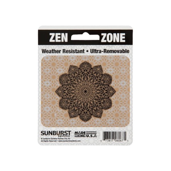 Sunburst Systems Decal Zen Zone Mandala Black On Gold 4 in x 5 in 6067